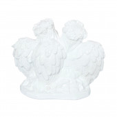 Сувенир Ангелы Пара с цветком, белый, глянец (Гипс)