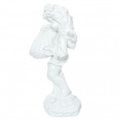 Сувенир Ангел Девочка с полотном, белый, глянец (Гипс)