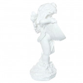 Сувенир Ангел Девочка с полотном, белый, глянец (Гипс)
