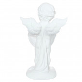 Сувенир Ангел Мальчик с полотном, белый, матовый (Гипс)