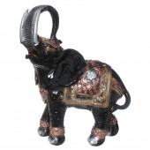 Сувенир Слон шагающий огромный, чёрный с золотом (Гипс)