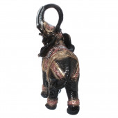Сувенир Слон шагающий огромный, чёрный с золотом (Гипс)