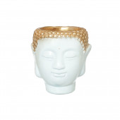 Сувенир-кашпо Голова Будды малая, белая с золотом (Гипс)