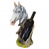 Сувенир подставка для бутылки Лошадь №14, водная краска, белая (Гипс)