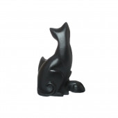 Сувенир Кошка с котятами, чёрный, глянец (Гипс)