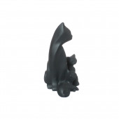 Сувенир Кошка с котятами, чёрный, матовый (Гипс)