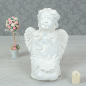Сувенир Ангел с подсвечником, перламутр (Гипс)