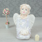 Сувенир Ангел с подсвечником, цветная задувка (цвета в ассортименте) (Гипс)