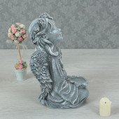 Сувенир Ангел с подсвечником, серый камень (Гипс)