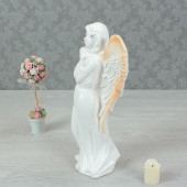 Сувенир Ангел с птицей, белый с золотом (Гипс)