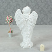 Сувенир Ангел с птицей, белый с золотом (Гипс)