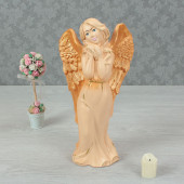 Сувенир Ангел с птицей, бежевый с золотом (Гипс)