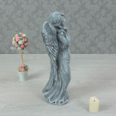 Сувенир Ангел с птицей, серый камень (Гипс)