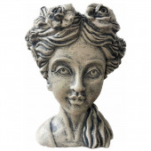 Сувенир-кашпо Голова Украиночка, камень серый (Гипс)