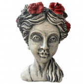 Сувенир-кашпо Голова Украиночка, камень серый с элементами цветного (Гипс)