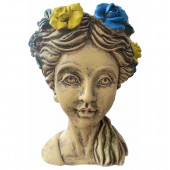 Сувенир-кашпо Голова Украиночка, песок с элементами цветного (Гипс)