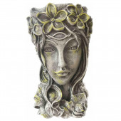 Сувенир-кашпо Голова Эльфийка, камень серый состаренный (Гипс)