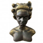 Сувенир-кашпо Голова Медуза Горгона, чёрный глянец с золотом (Гипс)