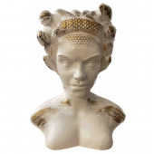 Сувенир-кашпо Голова Медуза Горгона, белый глянец с золотом (Гипс)