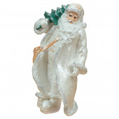 Сувенир Санта с елкой, белый (Гипс)