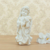 Сувенир Ангел Девочка с цветочками (слоновая кость) (Гипс)