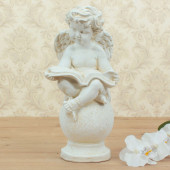 Сувенир Ангел на шаре с книгой (слоновая кость) (Гипс)