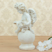 Сувенир Ангел на шаре с книгой (слоновая кость) (Гипс)