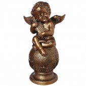Сувенир Ангел на шаре со скрипкой больш бронза(46) (Гипс)