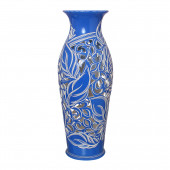 Напольная ваза Эллада, синяя, глазурь, резка