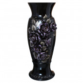 Напольная ваза Венеция, чёрная, сиреневая лепка