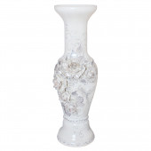 Напольная ваза Алладин, белая, серебро, лепка