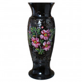 Напольная ваза Венеция, худ.роспись, чёрная, резка