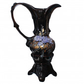 Напольная ваза Кувшин, чёрный, фиолетовая лепка