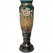 Напольная ваза Вентария, малахит зелёный, роспись, шамот, золото