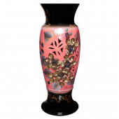 Напольная ваза Венеция, чёрно-коралловая, глазурь, лепка микс, резка