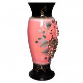Напольная ваза Венеция, чёрно-коралловая, глазурь, лепка микс, резка