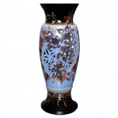 Напольная ваза Венеция, чёрно-синяя, глазурь, лепка микс, резка