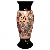 Напольная ваза Венеция, чёрно-бежевая, глазурь, лепка микс, резка