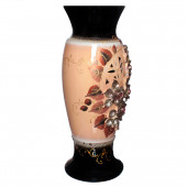 Напольная ваза Венеция, чёрно-бежевая, глазурь, лепка микс, резка