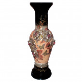 Напольная ваза Алладин, чёрно-бежевая, глазурь, лепка микс