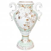 Напольная ваза Византия, зелёный малахит, мрамор, лепка
