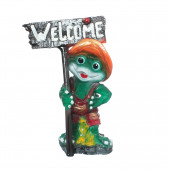 Садовая фигура Лягушонок Welcome (задувка), темно-зеленый, красные штаны (Гипс)