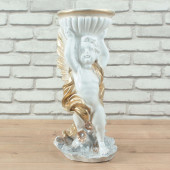 Садовая фигура-кашпо Ангел Чаша №2 (белый золото) (Гипс)