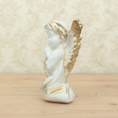 Сувенир Ангел молящийся сидячий (белый с золотом) (Гипс)
