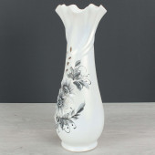 Напольная ваза Вьюн, резка, белая, цветы