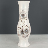 Напольная ваза Маша, резка, бежевая, цветы