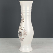 Напольная ваза Маша, резка, бежевая, цветы