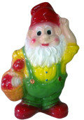 Садовая фигура Гном  с корзиной (Гипс)