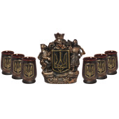 Набор для коньяка 7 пр Большой герб Украины бронза