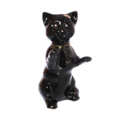 Копилка Кошка Попрошайка, верёвочка, глазурь чёрная